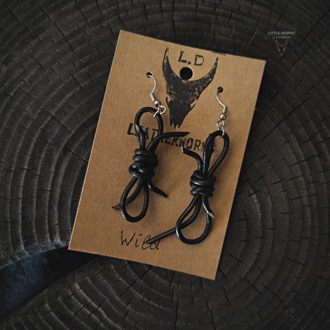 Сережки "Wild" з натуральної шкіри та сталі ERS-IND-002 фото