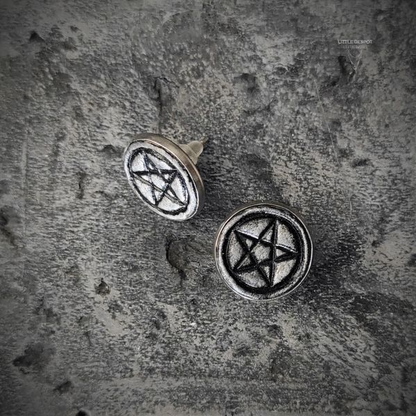 Сережки "Sigil" з натуральної шкіри та сталі SILVER ERS-PN-001 фото