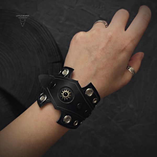 Браслет з натуральної шкіри "The Cult" Total Black BRT-CT-000 фото