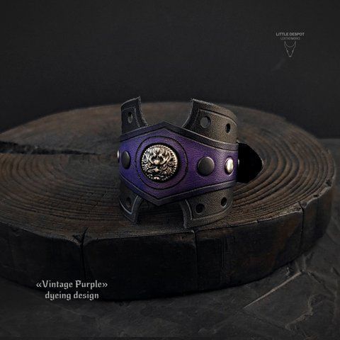 Браслет з натуральної шкіри "The Cult" _Vintage Purple BRT-CT-01 фото