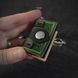 micro tome vintage green leather book keychain handmade