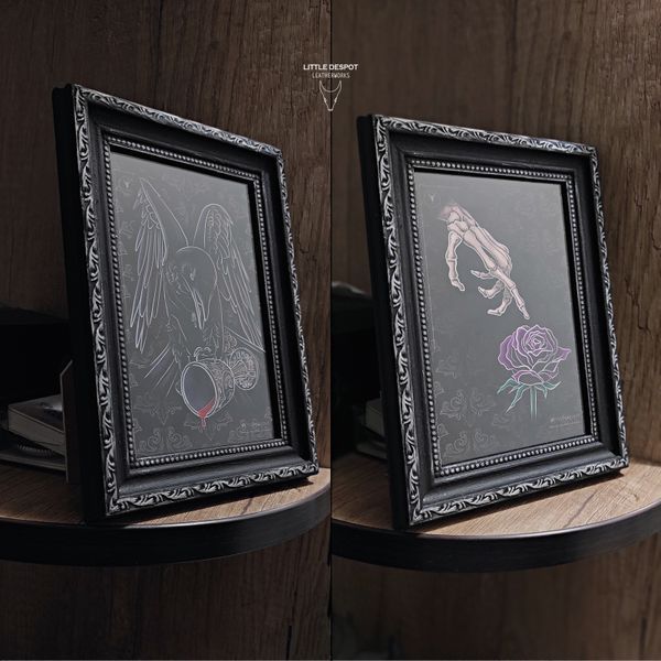 Чорна листівка з авторським дизайном "Goth Card"_Wine with Crow&nbsp; CRD-01-0601 фото