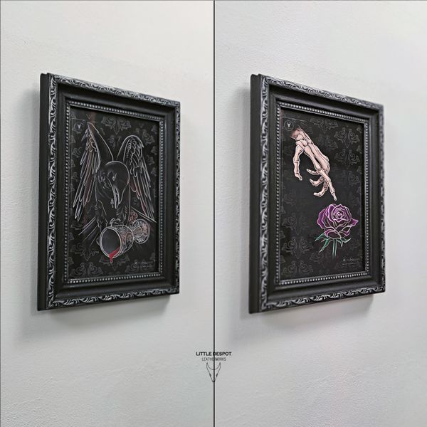 Чорна листівка з авторським дизайном "Goth Card"_Wine with Crow&nbsp; CRD-01-0601 фото