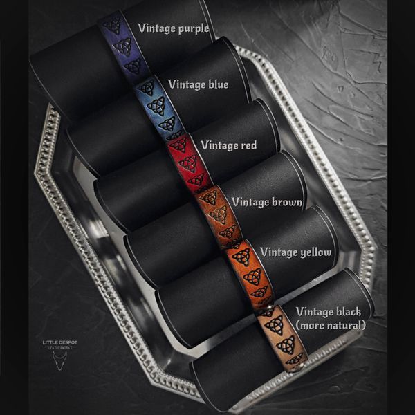 Шкіряний чохол для карт Таро "Sacred" Big Vintage Black (more natural) Pch-15-0021 фото