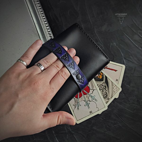 Шкіряний чохол для карт Таро "Sacred" Big Vintage Black (more natural) Pch-15-0021 фото