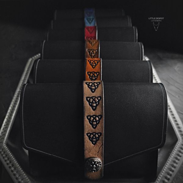 Шкіряний чохол для карт Таро "Sacred" Big Vintage Black (more natural) Pch-15-0021 фото
