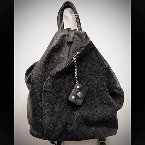 miniature leather book keychain black